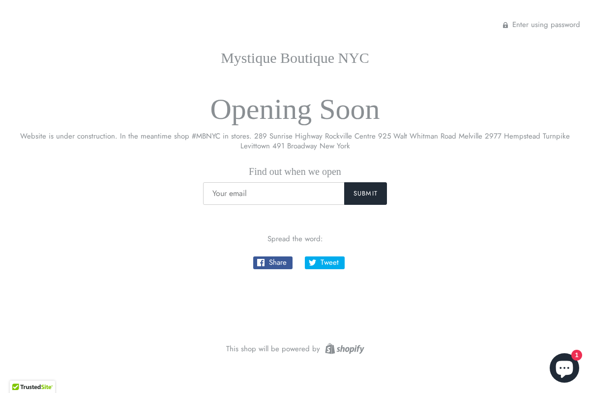 mystiqueboutiquenyc.com homepage screenshot