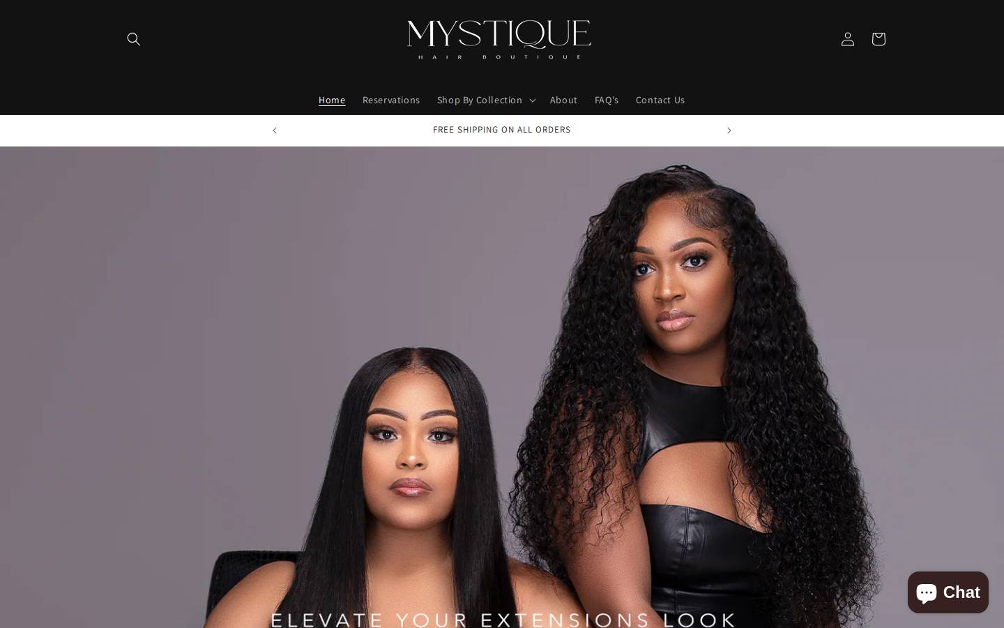mystiquehairboutique.com homepage screenshot