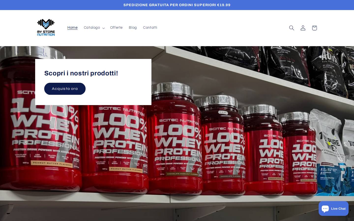 mystorenutrition homepage screenshot