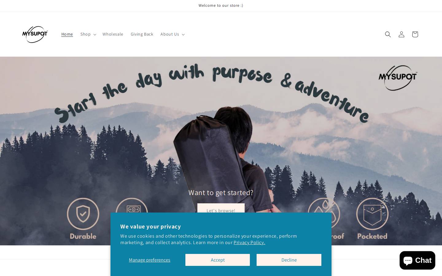 mysupot.com homepage screenshot