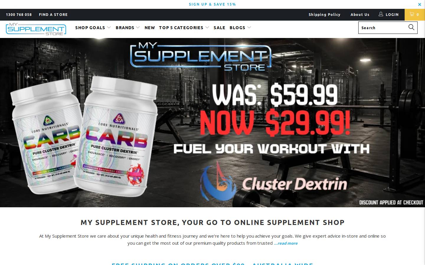 My Supplement Store homepage screenshot