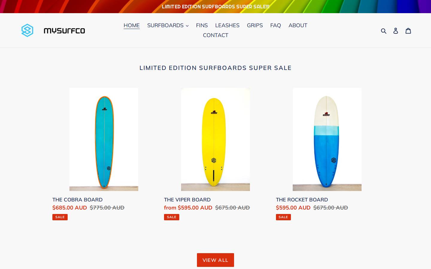 mysurfco.com.au homepage screenshot