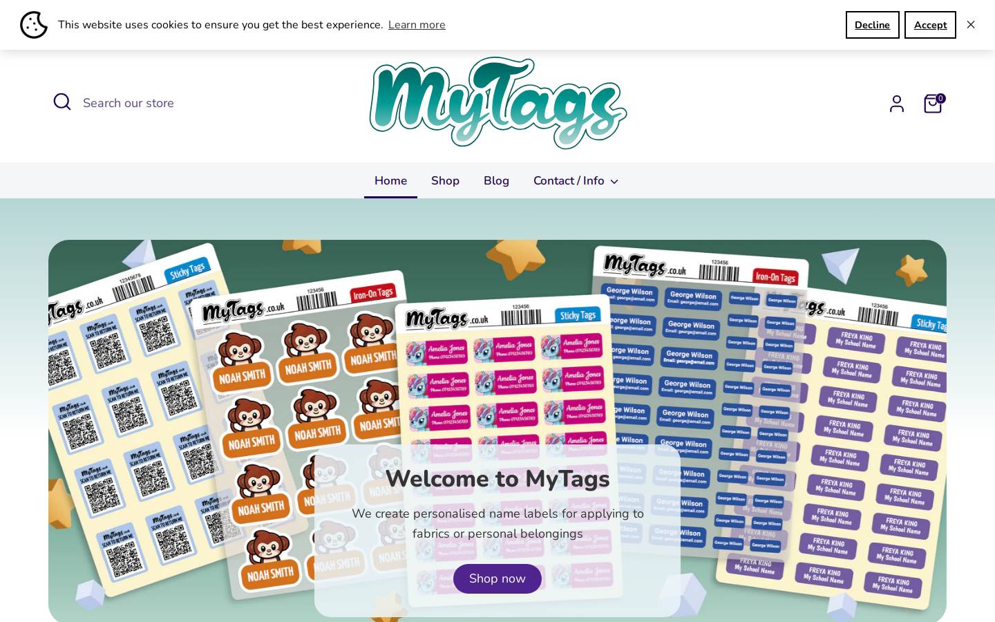 mytags.co.uk homepage screenshot