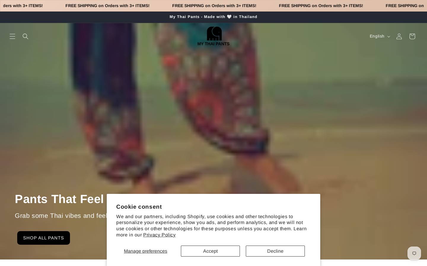 mythaipants.com homepage screenshot