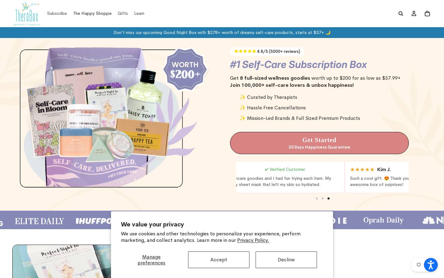 TheraBox homepage screenshot