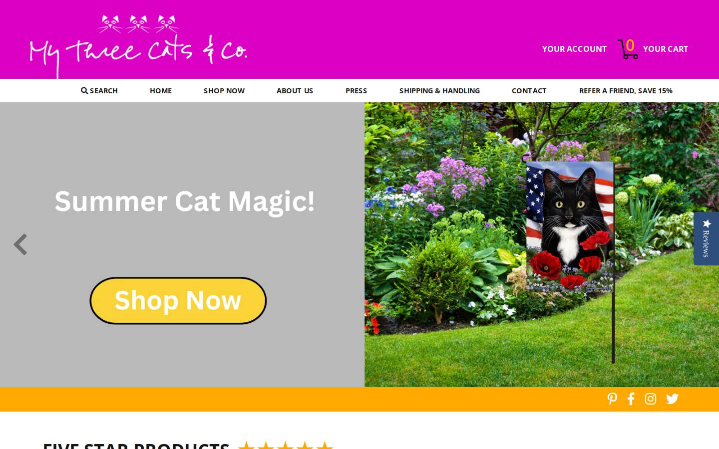 mythreecats.com homepage screenshot
