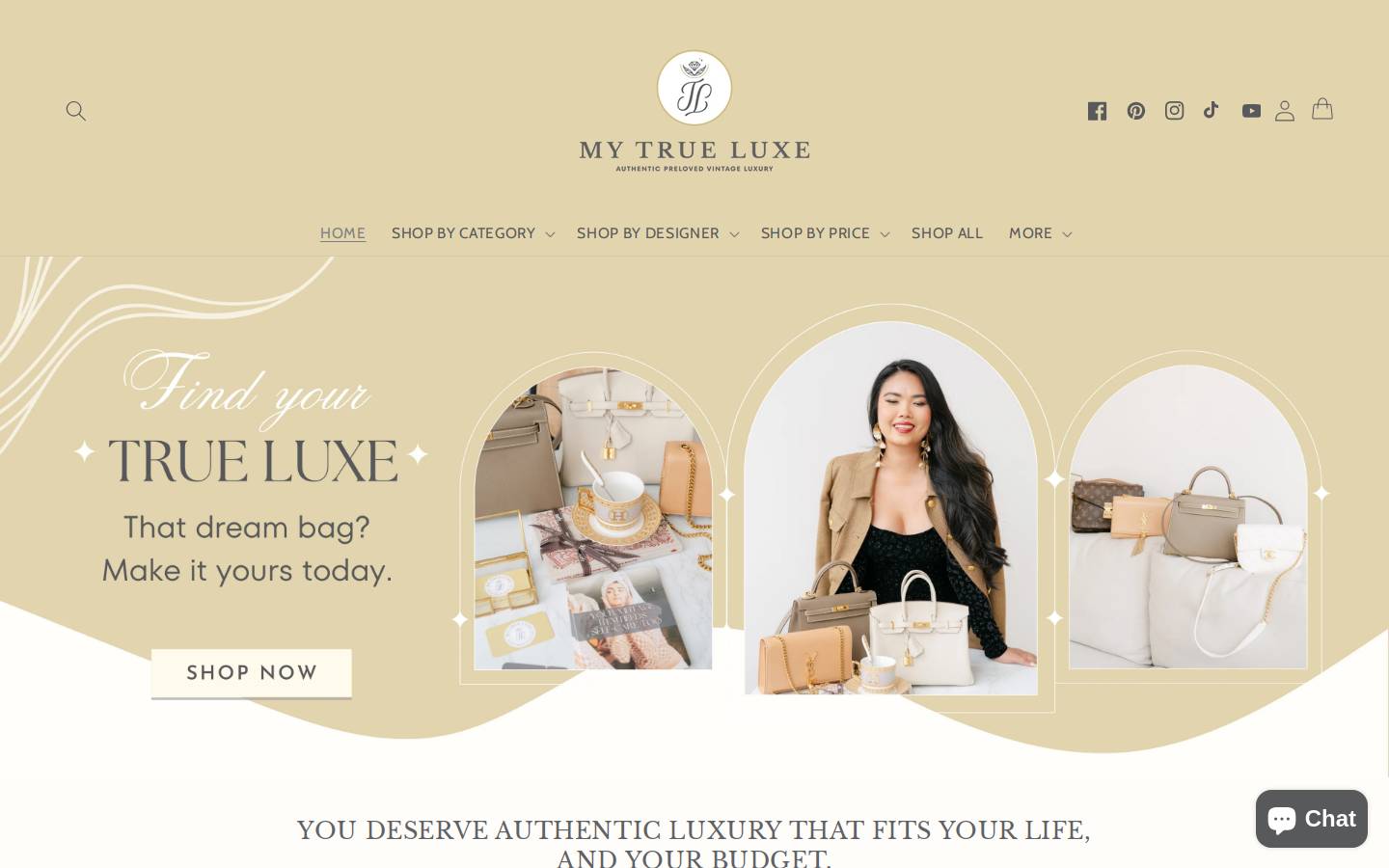 mytrueluxe.com homepage screenshot