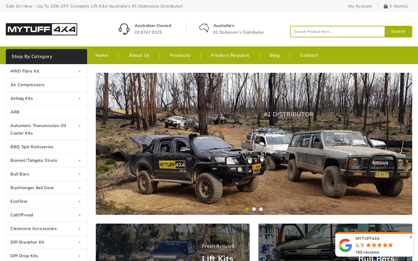 mytuff4x4.com.au homepage screenshot