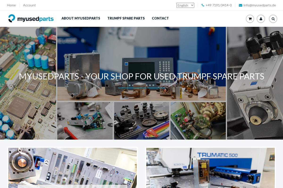 myusedparts homepage screenshot