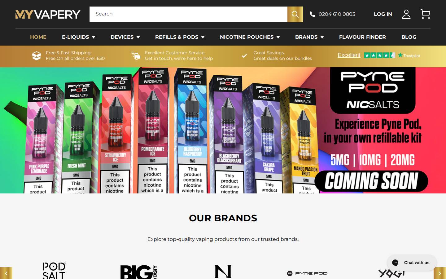 My Vapery homepage screenshot