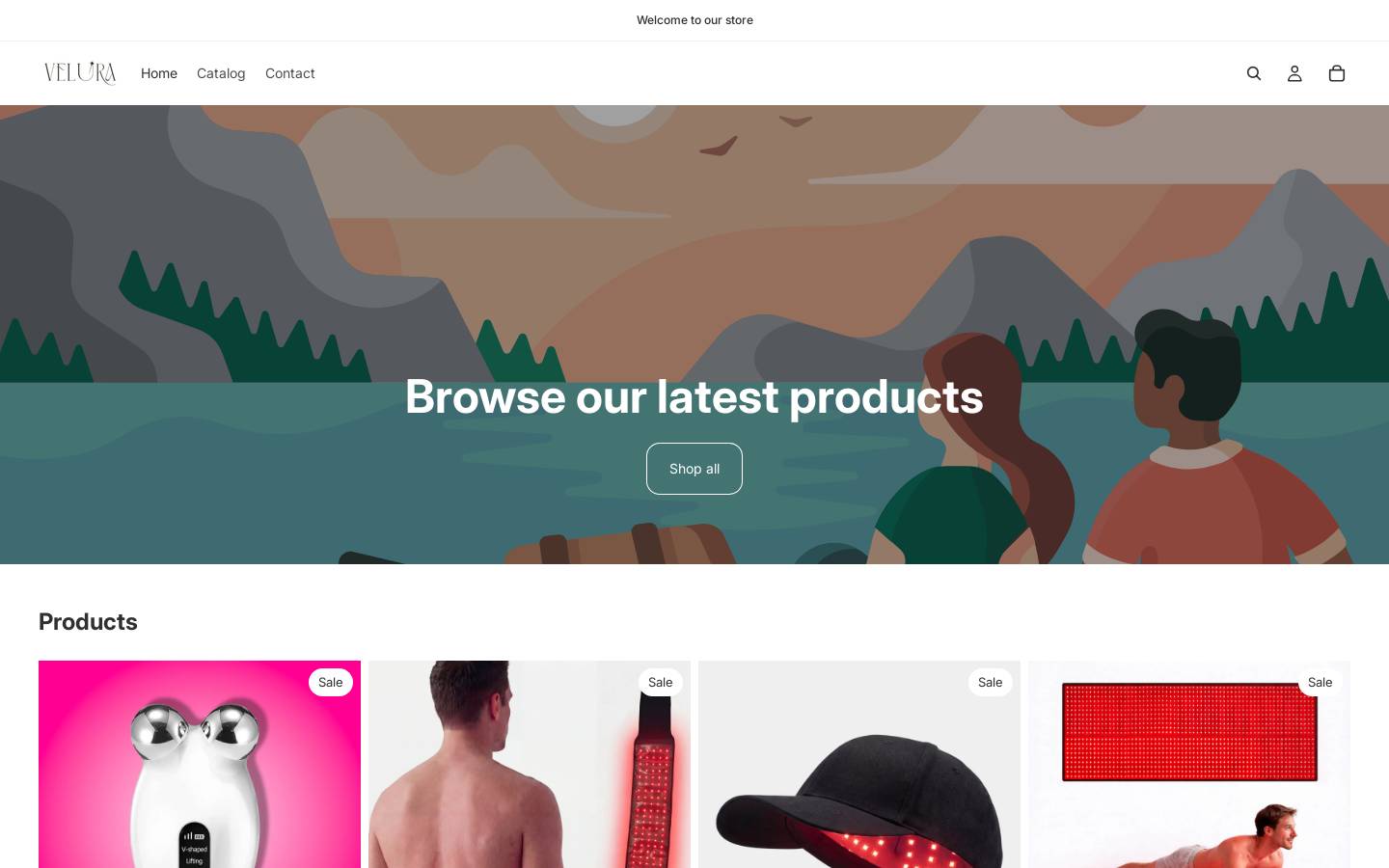 myvelura.com homepage screenshot