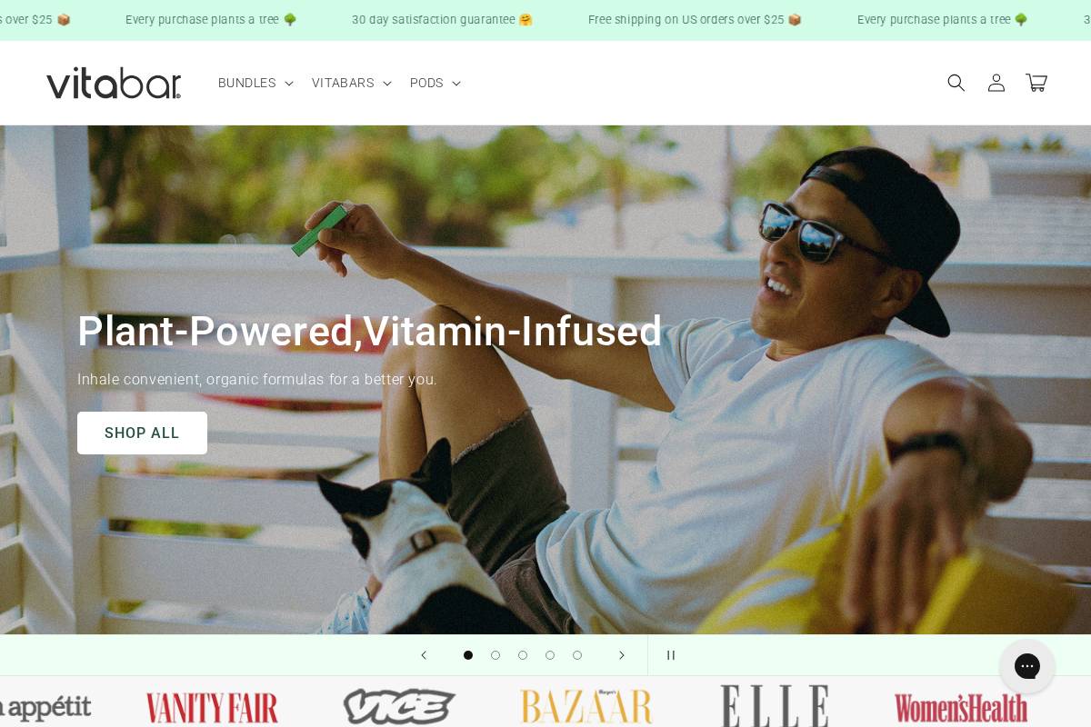 VitaBar homepage screenshot