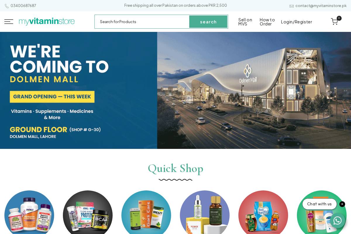myvitaminstore.pk homepage screenshot