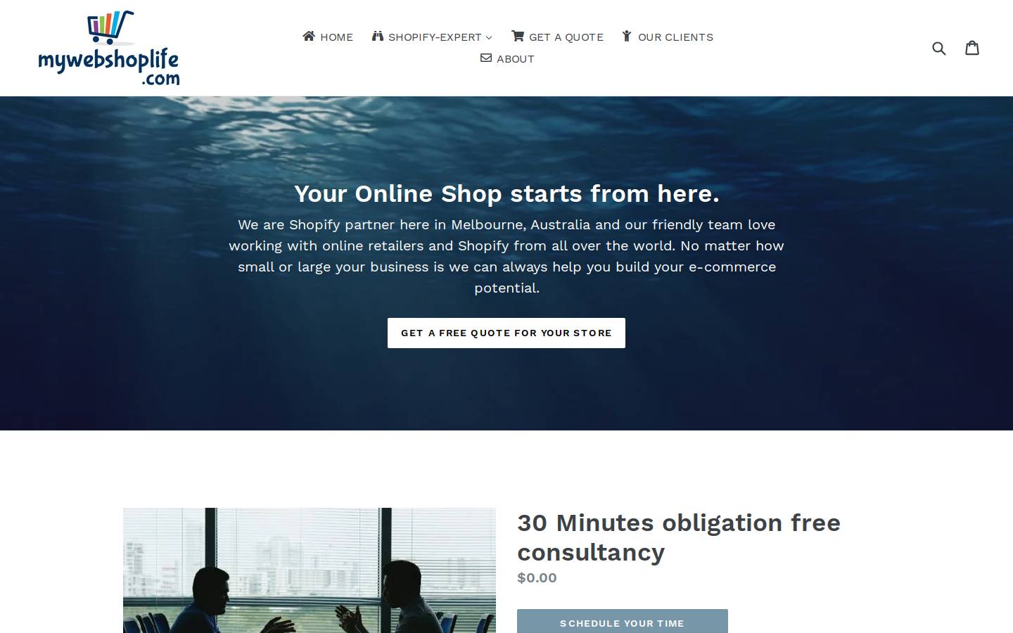 mywebshoplife.com homepage screenshot