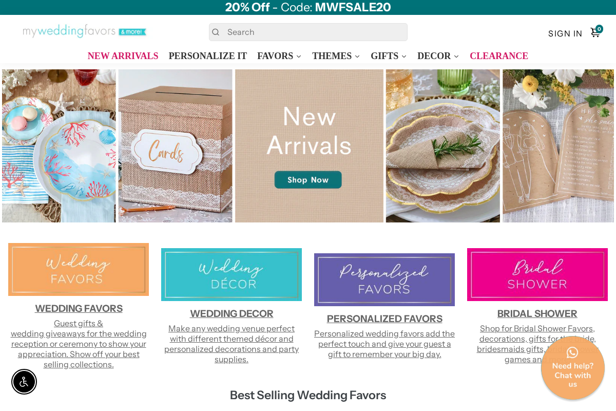 MyWeddingFavors homepage screenshot