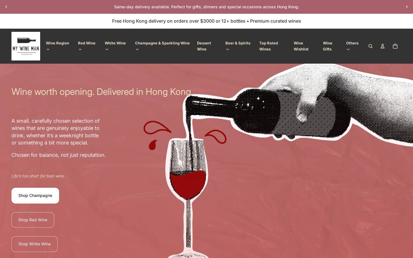 mywineman.com homepage screenshot