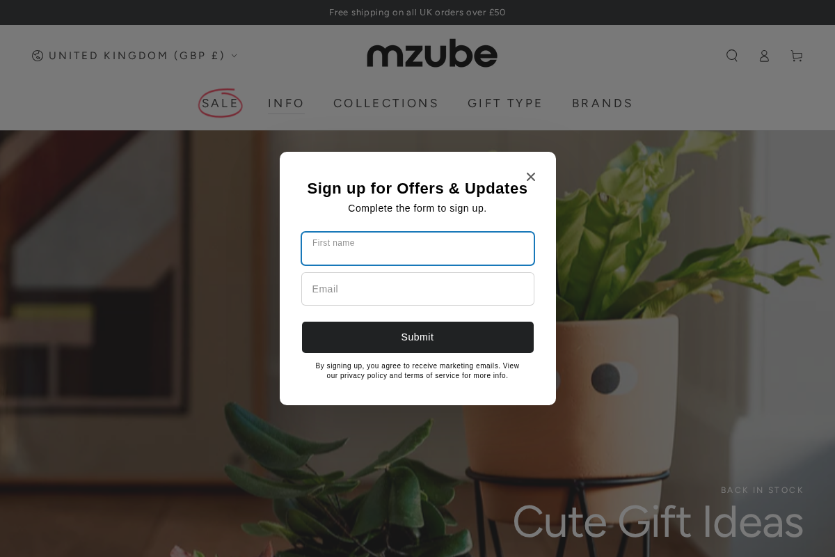 mzube.co.uk homepage screenshot