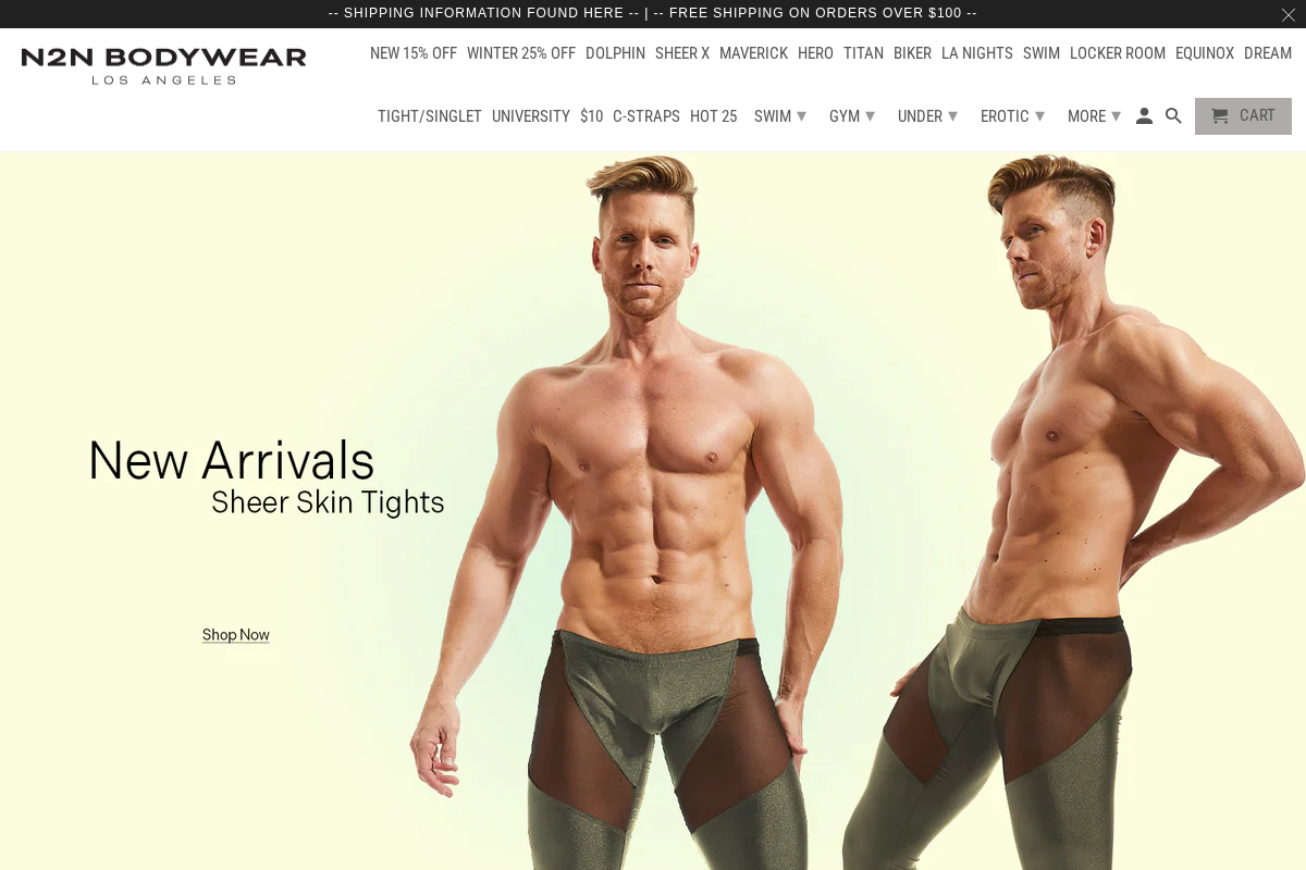 N2N Bodywear homepage screenshot