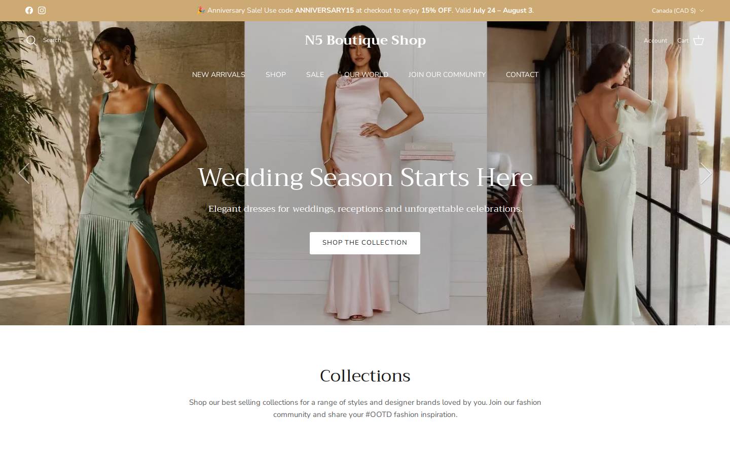 n5boutique.ca homepage screenshot