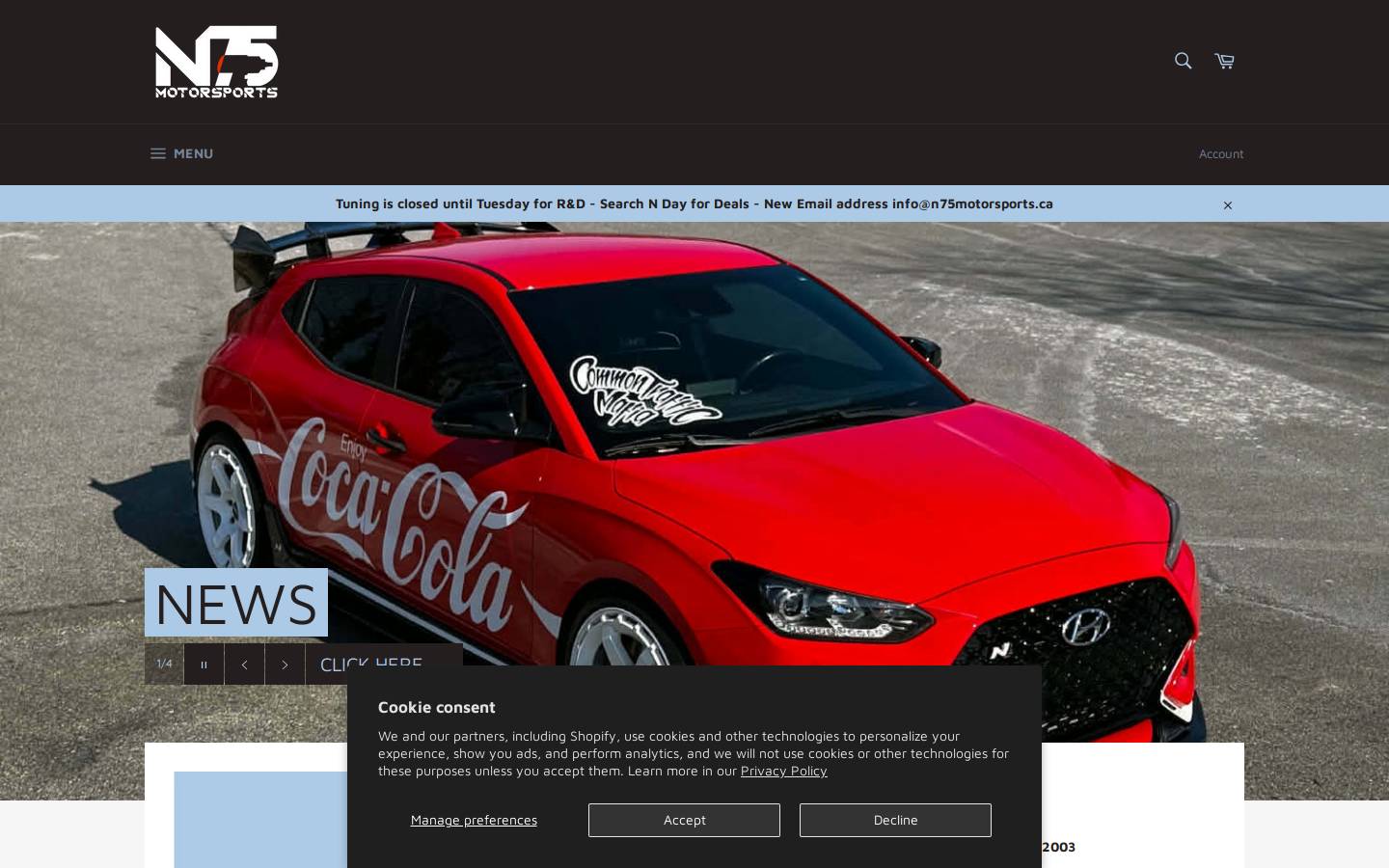 n75motorsports.ca homepage screenshot