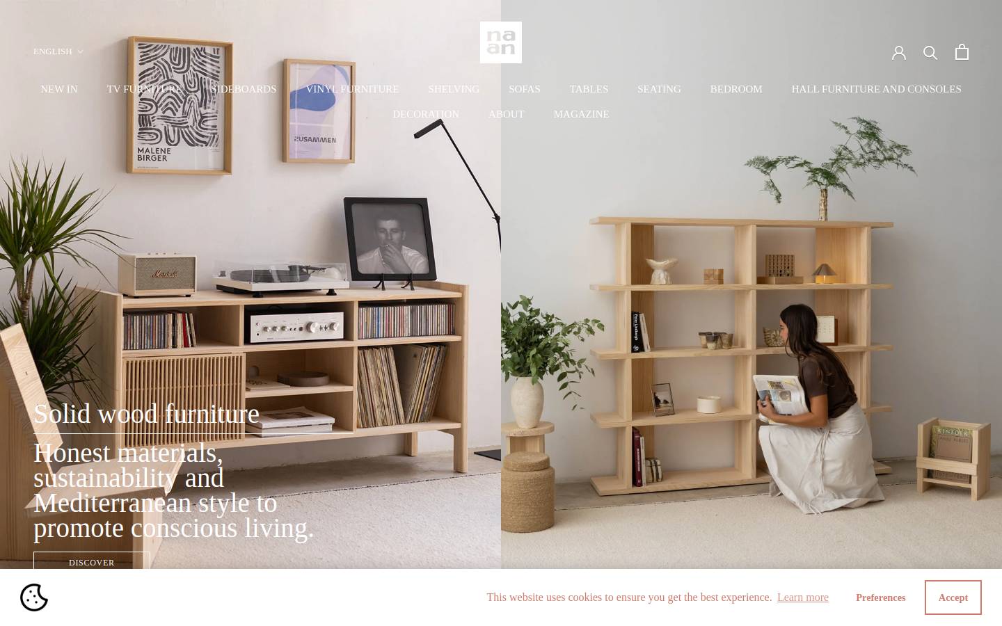 Naan Furniture homepage screenshot
