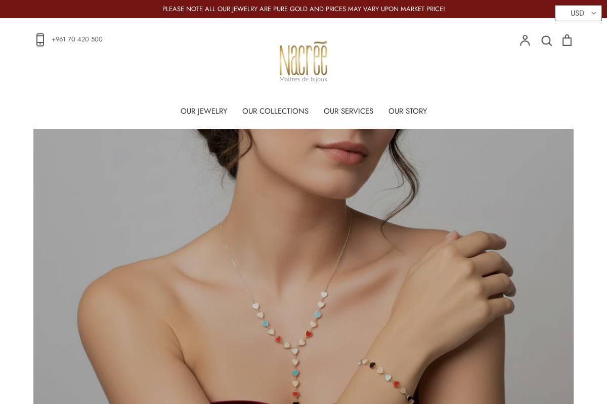 nacreebijoux.com homepage screenshot