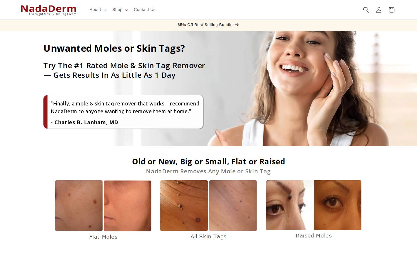 nadaderm.com homepage screenshot