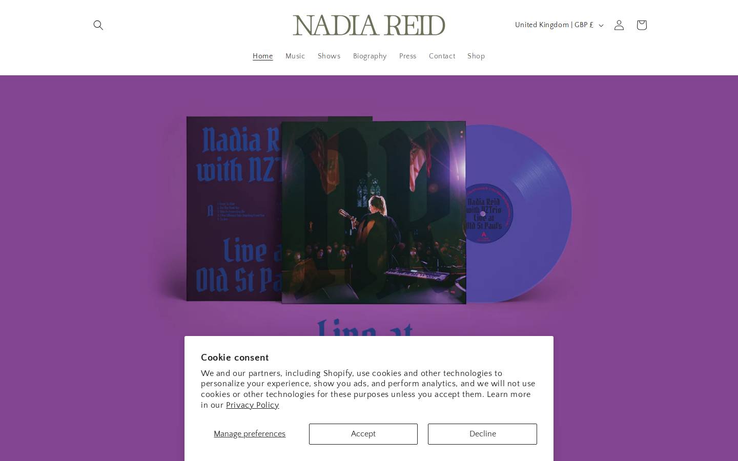 nadiareid.com homepage screenshot