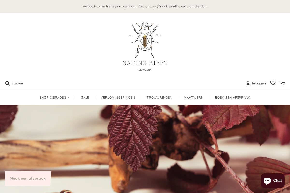 Nadine Kieft Jewelry Amsterdam homepage screenshot