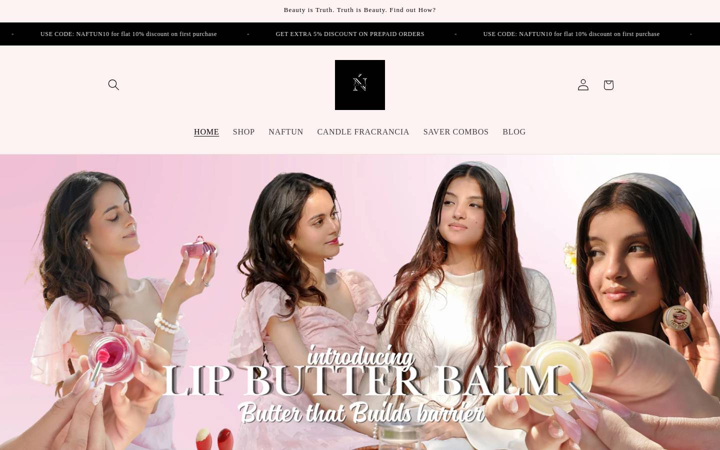 naftunbeauty.com homepage screenshot