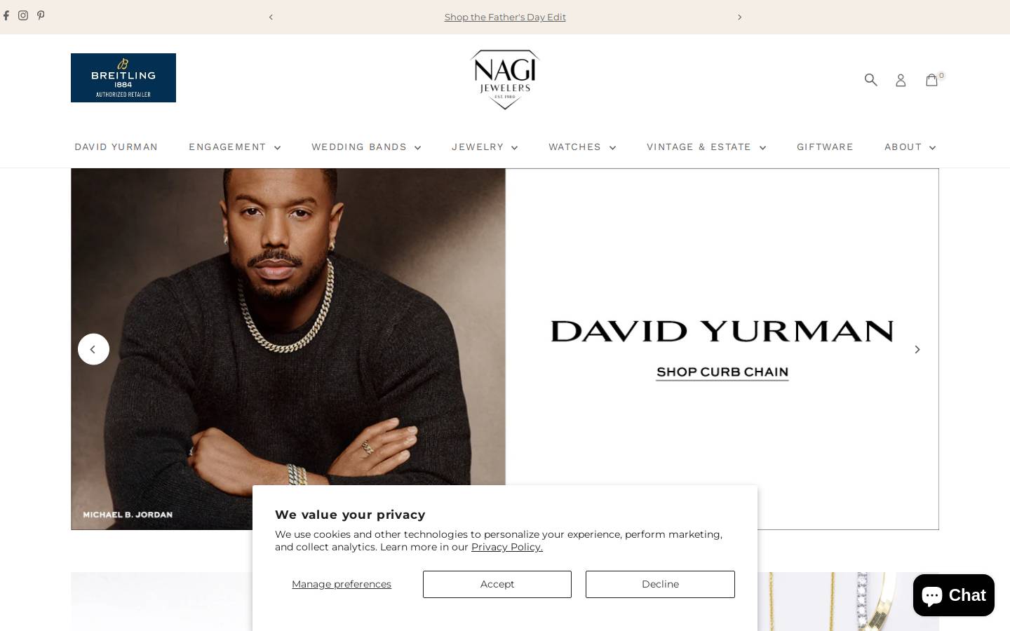 nagijewelers.com homepage screenshot