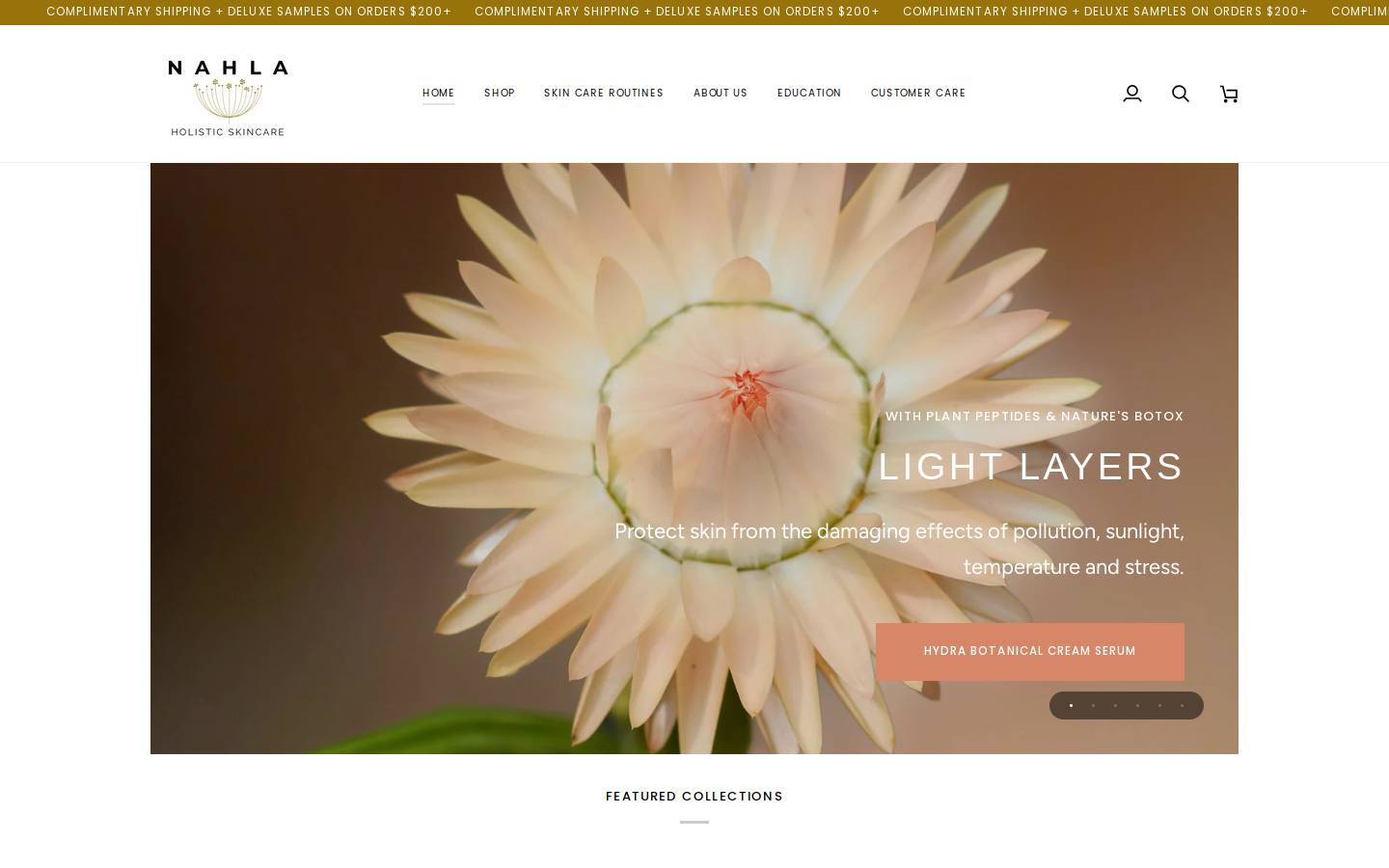 nahlaskincare.com homepage screenshot