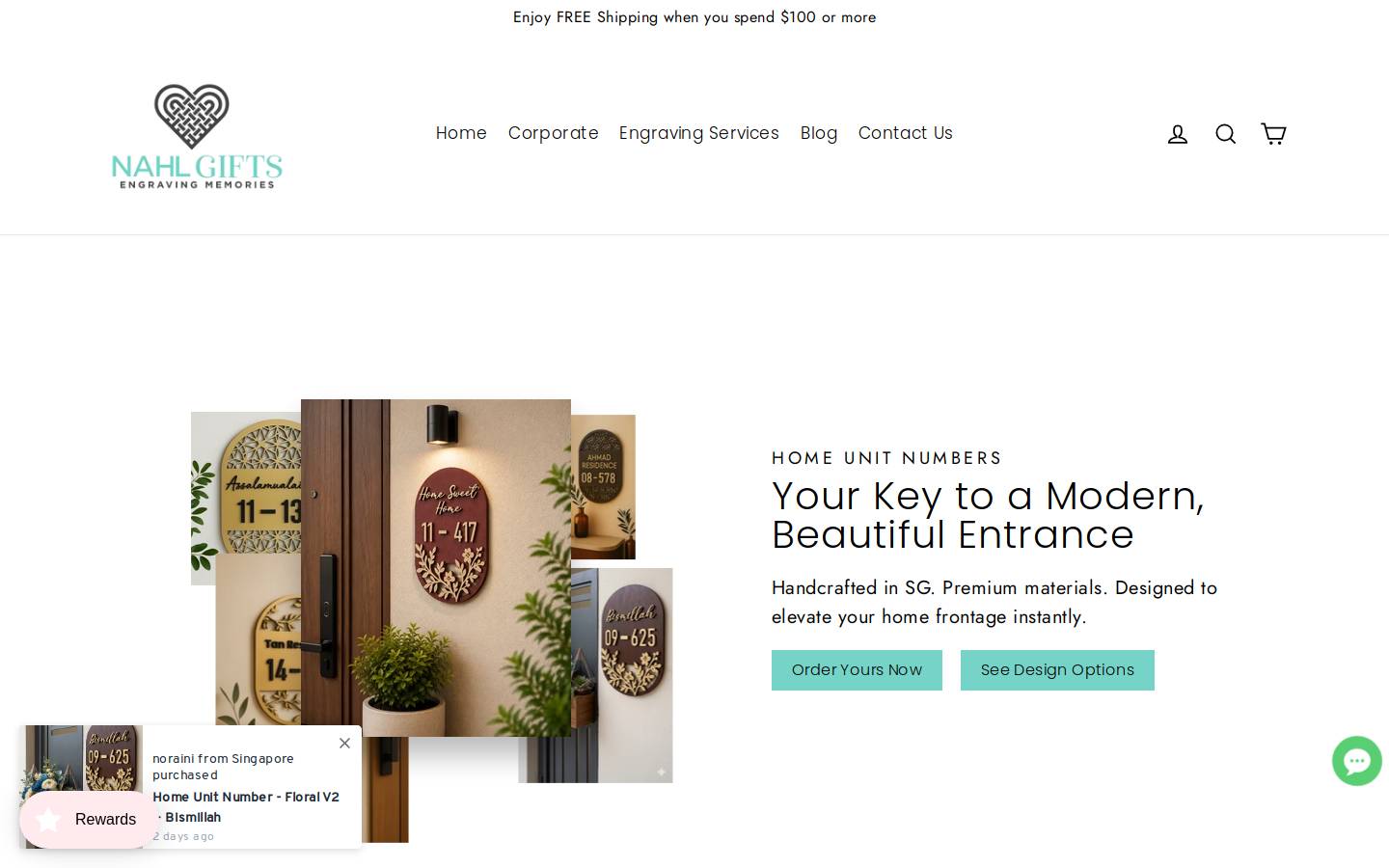 nahlgifts.com homepage screenshot