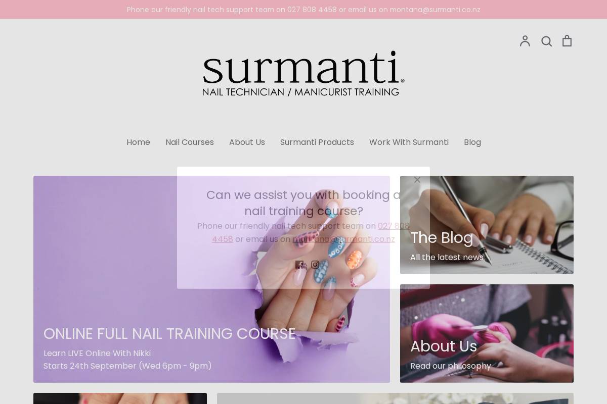 nailtechtraining.nz homepage screenshot