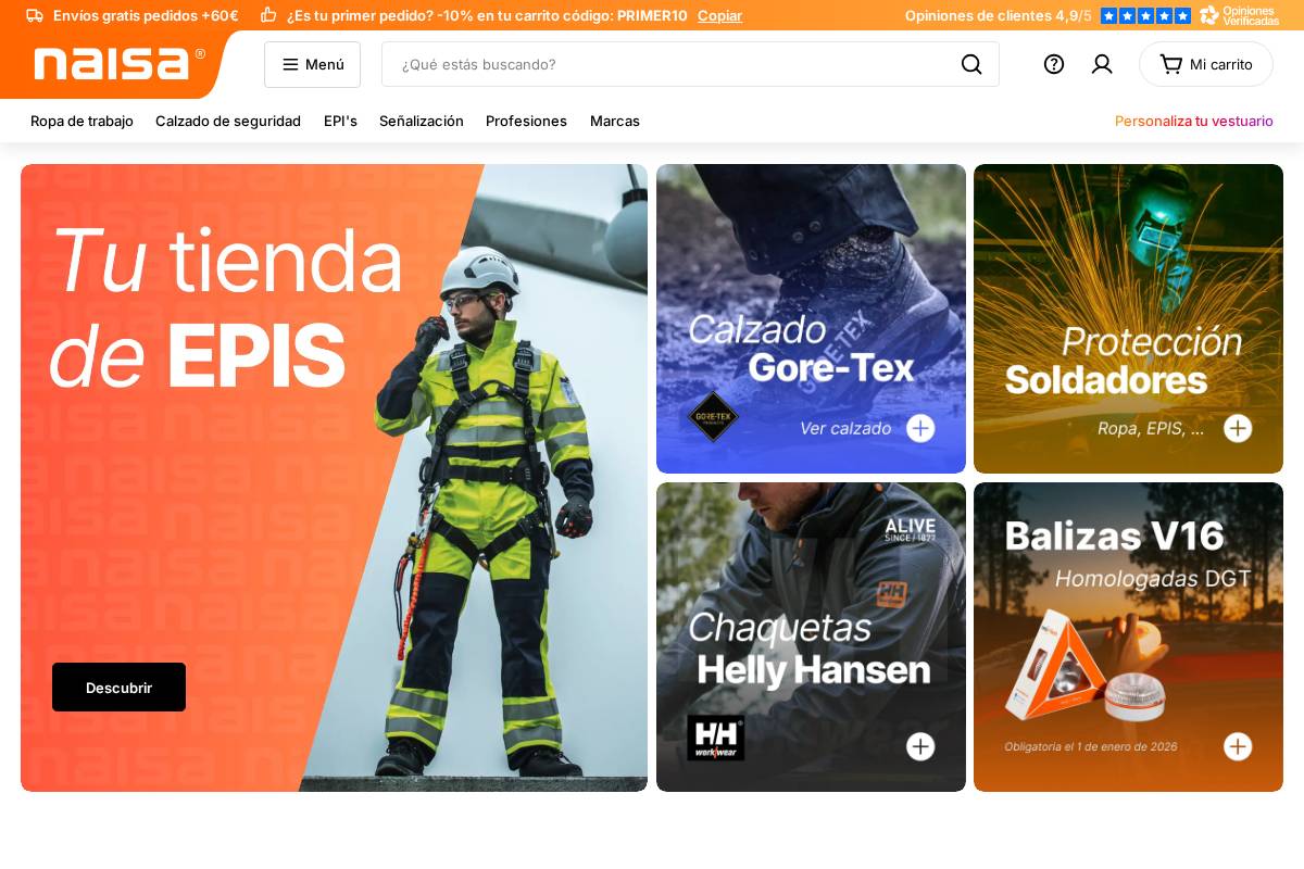Naisa Protección Laboral homepage screenshot
