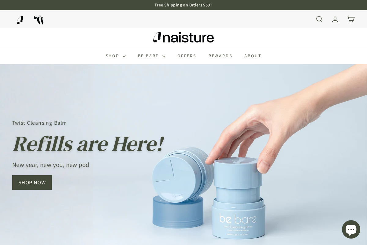 Naisture homepage screenshot