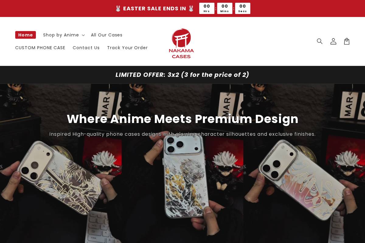nakamacases.com homepage screenshot