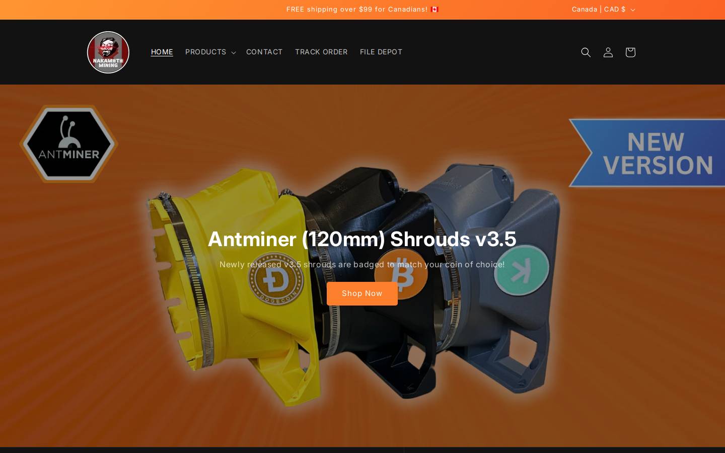 Nakamoto Mining homepage screenshot