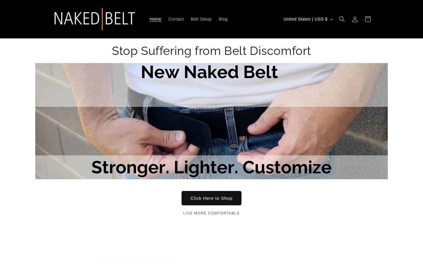 nakedbelt.com homepage screenshot