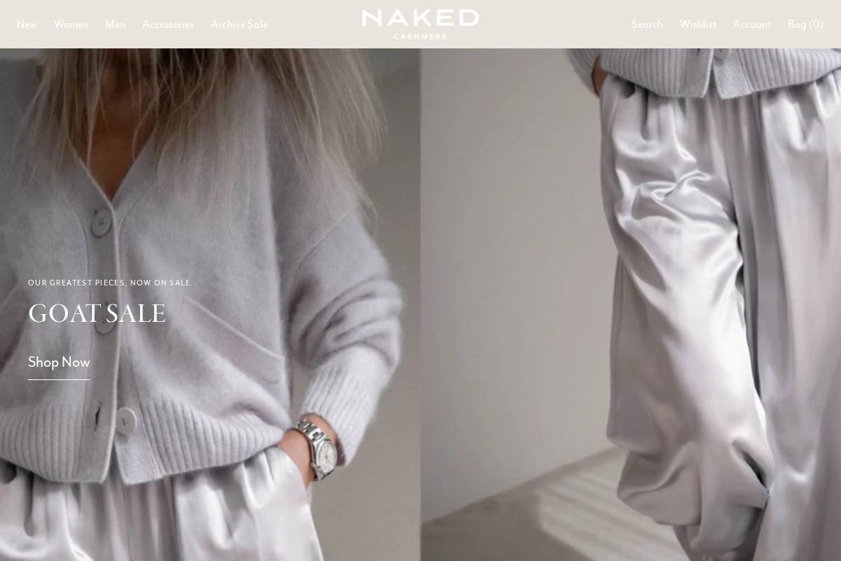 NAKEDCASHMERE homepage screenshot