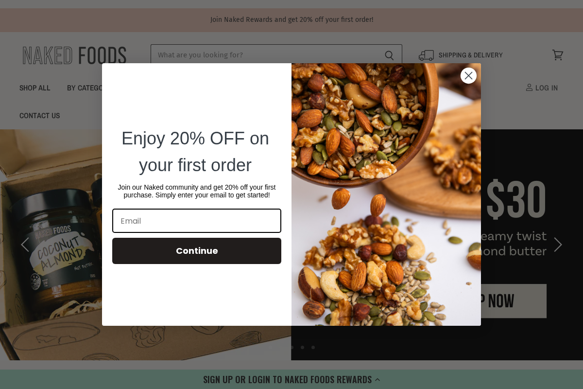 Naked Foods homepage screenshot