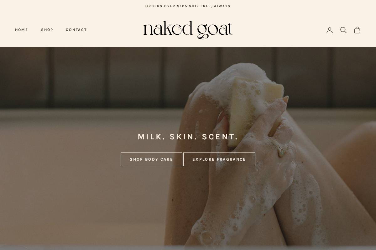nakedgoatsoapco.com homepage screenshot