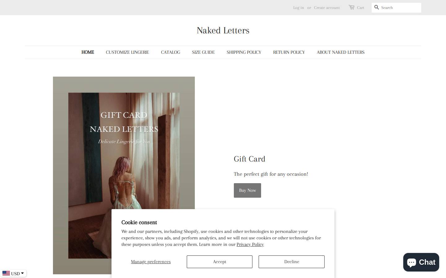 Nakedletters homepage screenshot