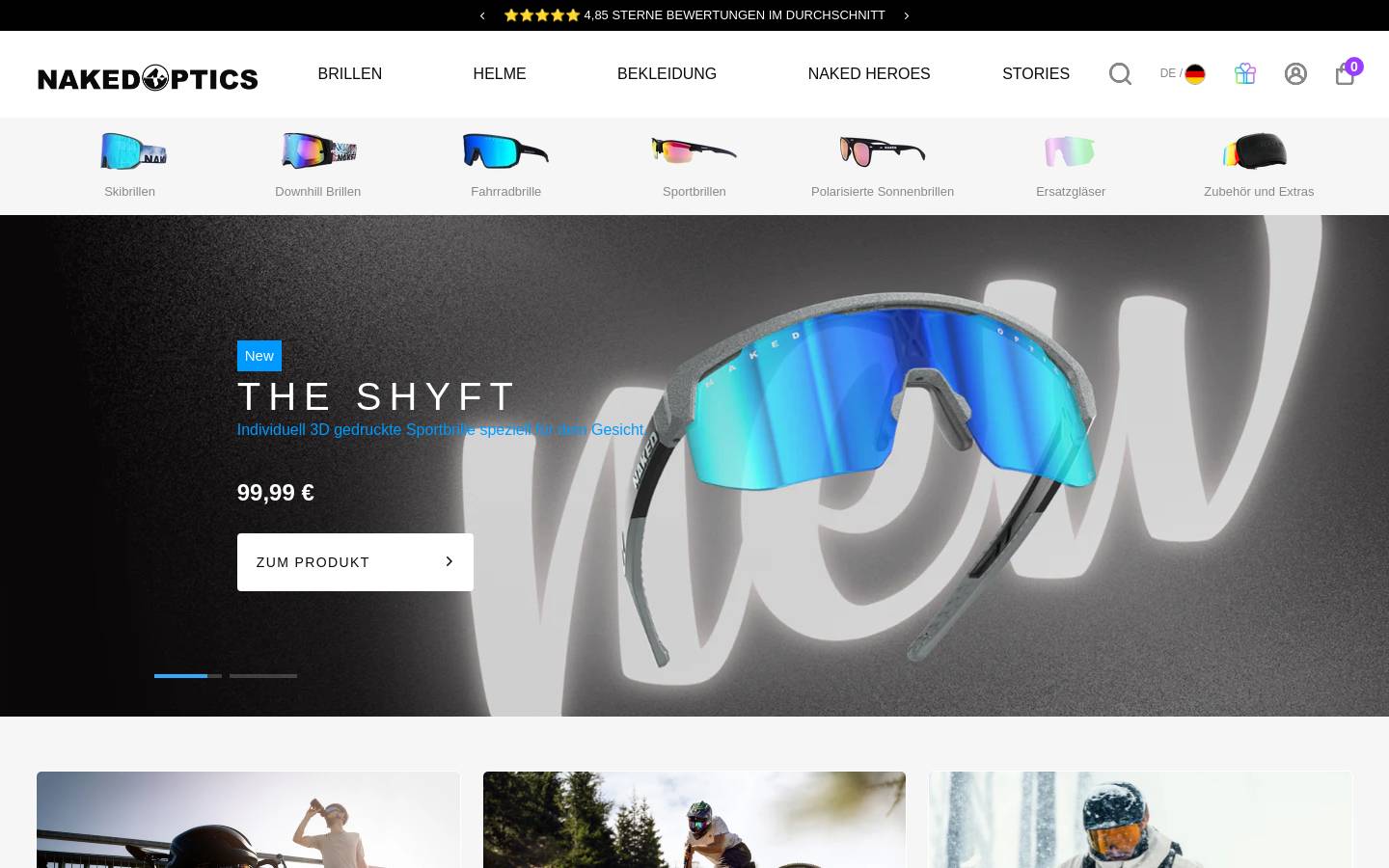 NAKED Optics homepage screenshot