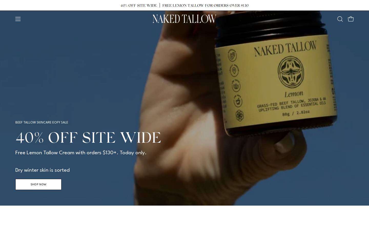 nakedtallow.com homepage screenshot