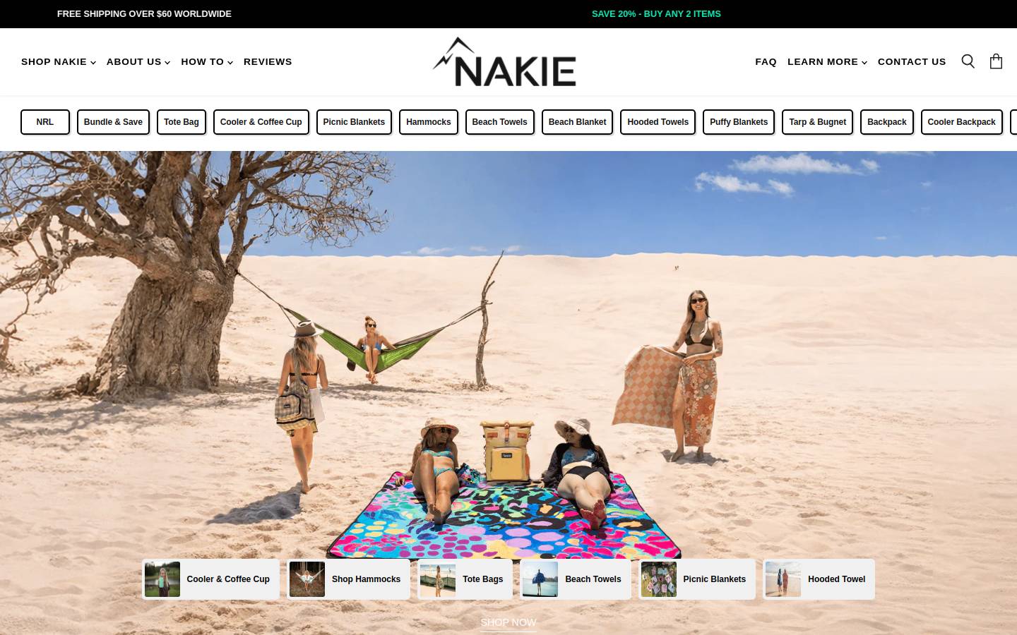nakie.co homepage screenshot