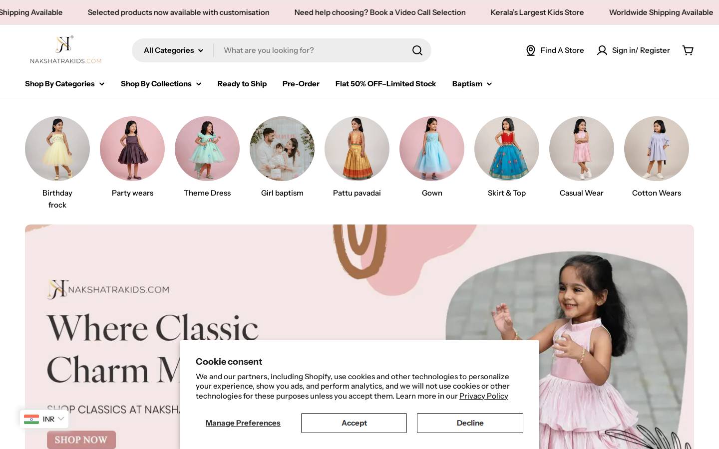 Nakshatra Kids homepage screenshot