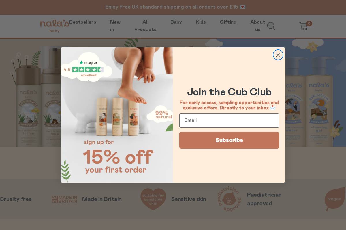 Nala's Baby homepage screenshot