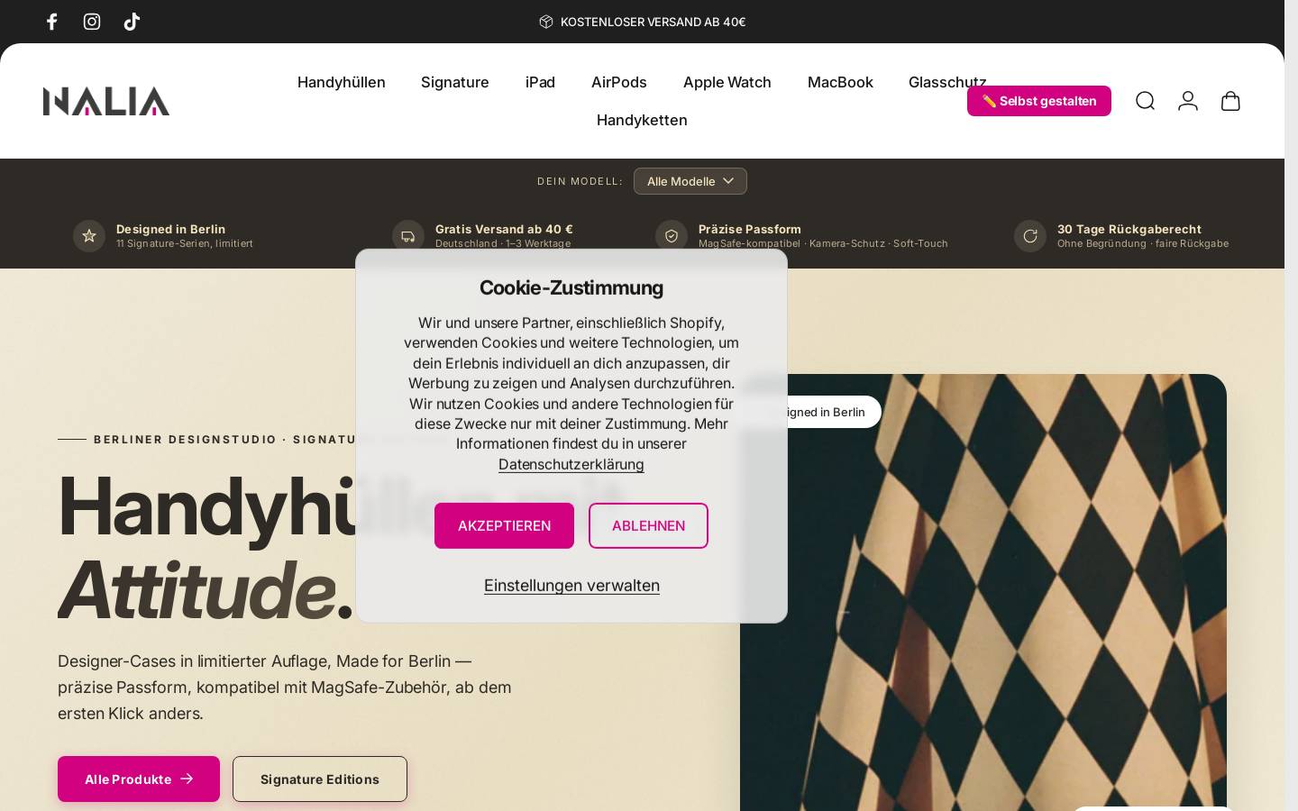Nalia Berlin homepage screenshot