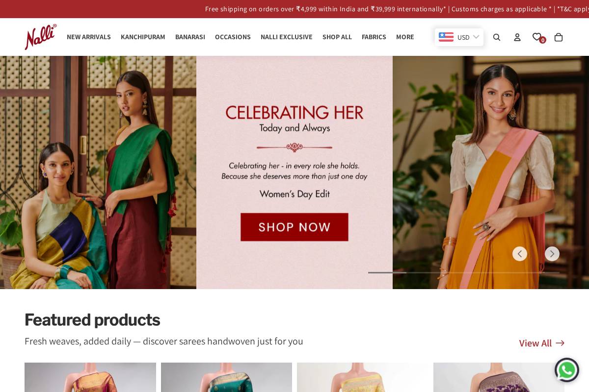 Nalli homepage screenshot